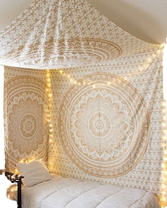 Personnalisé Or Blanc Mandala Tapisserie Boho Mur Art pour Chambre Décor Tissé Tissu <span class=keywords><strong>Yoga</strong></span> et Méditation Maison Chambre Décoration - Product Image 2