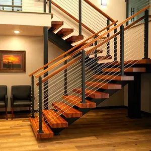 悬挂式楼梯踏板和立管套装实木楼梯套别墅公寓不锈钢螺旋单声道楼梯