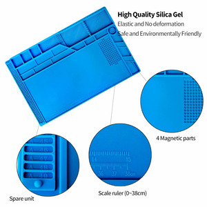 Plateforme de maintenance résistante à la chaleur 55*35cm, tapis en silicone isolant, coussin magnétique, kit d'outils informatiques, - Boîte de couleur, réparation utilisée - - Product Image 3