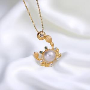 WENCHI Modelo 10124, Dijes Finos para Manualidades, Plata S925, Collar de Jade con Cangrejo, Cuentas de 8-9 mm, Hebilla Vacía, Accesorio para Colgante de Perla - Product Image 4