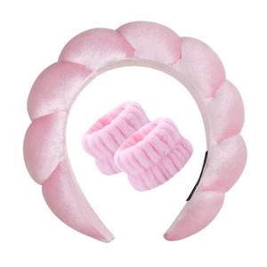 Velours torsadé <span class=keywords><strong>bulle</strong></span> lavage visage bandeau anti-dérapant éponge gonflé maquillage Spa bandeau - Product Image 5