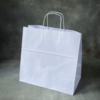 Sacs en papier blancs à poignées torsadées, impression personnalisée, prêts à l'emploi, pour restaurants, boulangeries, commerce de détail et emballages promotionnels