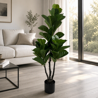 Arbre artificiel Ficus Lyrata de 115 cm, plante artificielle à feuilles de figuier, 3 branches, pour la décoration intérieure de la maison, du bureau ou du salon