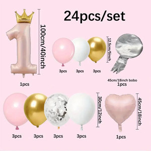 Juego de 24 globos de <span class=keywords><strong>Príncipe</strong></span> y princesa para fiesta de primer cumpleaños, papel de aluminio, perfecto para celebraciones de Año Nuevo y ocasiones especiales - Product Image 2