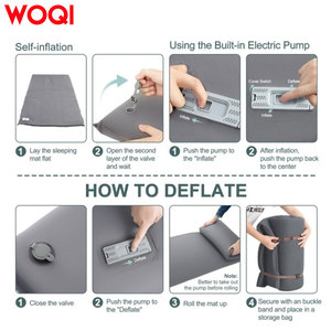 Colchón inflable automático Woqi con bomba eléctrica incorporada, rectangular, gris, para acampar, para 1-2 personas, portátil, para uso en exteriores. - Product Image 5