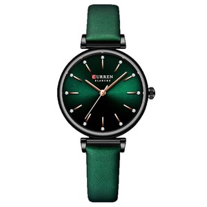 Reloj de cuarzo para mujer CURREN BLANCHE, esfera de color burdeos degradado, marcadores de hora de cristal, caja de oro rosa, correa de cuero suave, reloj de vestir para mujer - Product Image 4