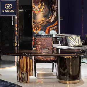 आधुनिक लक्जरी सॉलिड वुड डेस्क हाईन एंड होम ऑफिस फर्नीचर टेबल डिजाइन मेटल प्रेसिडेंशियल कस्टम डेस्क - Product Image 2