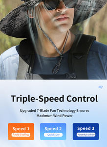 Chapeau de pêche ventilé à large bord, rechargeable USB et solaire, 3 vitesses, séchage rapide, avec support en langue espagnole pour hommes - Grande Vente - Product Image 5