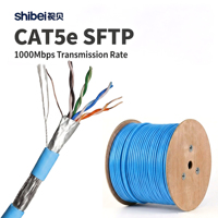 Kabel Shibei CAT5e Solid SFTP 305 Meter yang Andal, SF/UTP Perisai Ganda, Kabel Jaringan Internet, Kabel Luar Ruangan CCTV Gigabit Ethernet