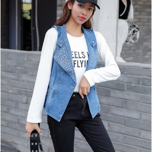 Últimos Modelos de Chalecos Vaqueros sin Mangas con Cuentas y un Solo Botón para Mujer - Product Image 2