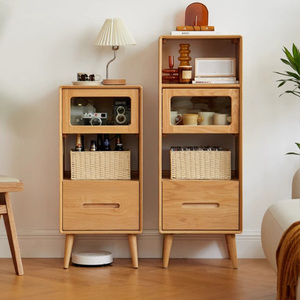 Mueble Lateral para TV de Madera Maciza, Conjunto de Gabinetes de Almacenamiento de Roble, Gabinete Combinado Moderno Alto y Bajo para Sala de Estar - Product Image 2