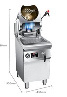 Machine de cuisson rotative semi-ouverte pour sautés, tambour en acier inoxydable SUS304 pour la restauration