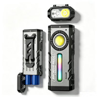 Lampe de travail LED multifonctionnelle 1500LM avec lumière latérale RGB rechargeable pour réparation automobile, camping, course à pied, extérieur, urgence