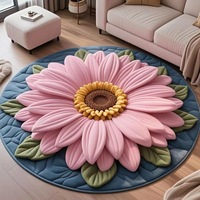 Plüschiger Kristallvelours-Teppich mit Blumenmuster, Rutschfest, Wasserdicht, Haustierfreundlich, Niedrigflorig, Moderner Bodenteppich für Wohnzimmer