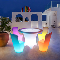 Ensemble de table à manger lumineuse à LED étanche avec télécommande rechargeable, table de bar et chaises, tabourets de bar lumineux, table pour fête