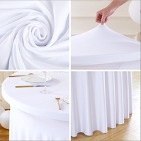 Nappe Ronde Économique Multicolore en Spandex 4/5/6 pieds, Très Élastique, Blanche, pour Maison, Mariage, Banquet
