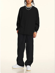 OEM ODM personalizado pulóver cuello redondo hombres cuello redondo Camiseta básica algodón hombro caído oversize manga larga Camiseta - Product Image 4