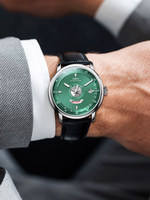 Montre pour homme Robines New Art Master Series, mouvement mécanique automatique, aiguilles lumineuses, boîtier en acier inoxydable, bracelet en cuir véritable, 41 mm