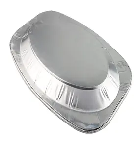 Disposable aluminium pack foil shallow dish plates embossed fish oval tray for food stock