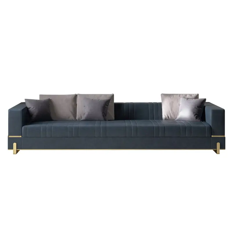 Đồ Nội Thất Ghế Sofa Phòng Khách Sofa Lớn Thoải Mái Màu Xanh Nhung Với Chân Vàng