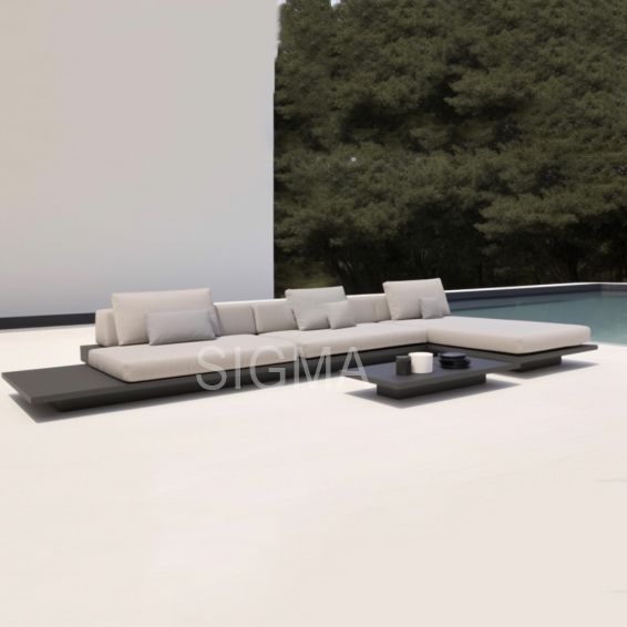 Factory Luxury Outdoor Furniture Customized Size Outdoor Aluminum Sectional Sofa