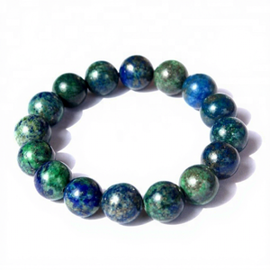 Natural Chrysocolla Stretch Beaded <b>Bracelet</b>, Handmade Round Bead Healing Crystal Jewelry for Women, Boho Gift - Product Image 1