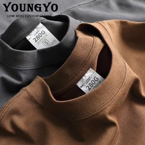 高品质厚重棉奢华t恤男士空白素色t恤定制t恤超大刺绣 - Product Image 1