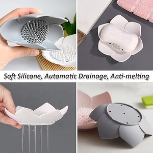 Porte-savon en silicone de qualité alimentaire en forme de lotus, antidérapant, sans accumulation d'eau, pour salle de bain, cuisine, hôtel, universel - Product Image 4