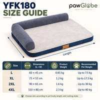 Lit pour animaux de compagnie avec coussin en mousse en velours bleu et tissu denim, literie pour animaux de compagnie quatre saisons, du L au 4XL