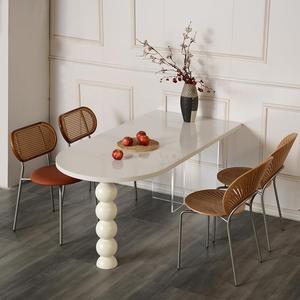 Crema vento semi-ovale in legno massiccio pannello rock ristorante piccola unità contro la parete acrilico floating isola <span class=keywords><strong>tavolo</strong></span> - Product Image 4