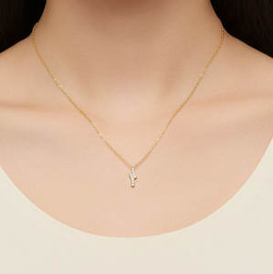 Collar con Colgante de Diamante Redondo Natural Real de Oro Amarillo Sólido de 18K, Joyería Hecha a Mano Moderna, Exquisita y Sencilla con Diseño Elegante de Última Moda - Product Image 5