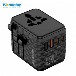 Worldplug GaN 65W USB Type-C Chargeur de Voyage Universel 10A International Plug Socket Adapter NFC Network Fabriqué à partir de cuivre - Product Image 1