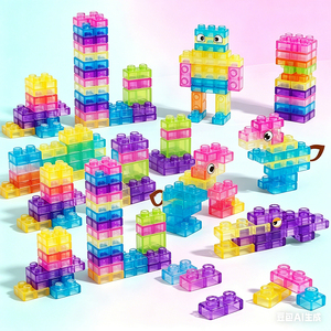 Transparent Building Blocks Soft TPE Montessori Sensory <b>Squishy</b> Toy Toddler Puzzle Classroom Travel Play Rainbow - Product Image 5