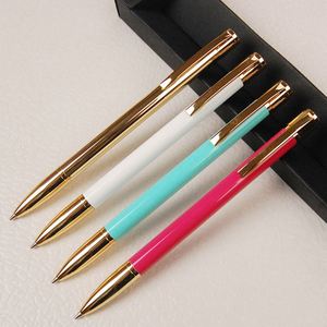 Slim Gloss Piano Lacquer Twist Metal <b>Ballpoint</b> <b>Pen</b> With Full Gold Plated Trim, Rotating Signature <b>Pen</b> Custom Logo - Product Image 3
