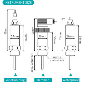 مستشعر درجة الحرارة الرقمي AICE TECH ABSD-131WD PT100 بدقة 0.1 درجة مئوية، مصنوع من الفولاذ المقاوم للصدأ، مقاوم للماء IP65، يعمل بجهد 3-5.5 فولت تيار مستمر، اتصال تسلسلي - Product Image 3
