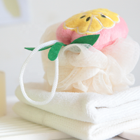 GLOWAY Pouf de bain 40G en maille douce et sûre pour enfants, éponge de bain et de douche avec dessin animé.