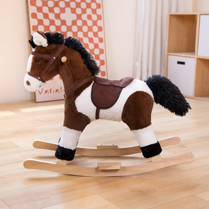 Caballito Mecedor de Peluche Marrón de Madera para Niños, Regalo al por Mayor - Product Image 4