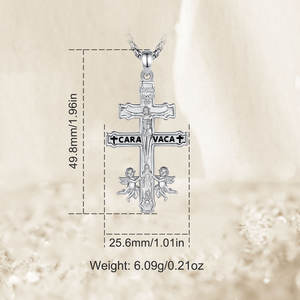 Merryshine 925 plata esterlina doble cruz crucifijo colgante collar hombres mujeres boda fiesta oración Caravaca Jesucristo - Product Image 4