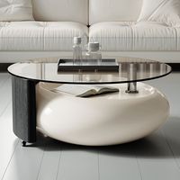Table basse rotative minimaliste et moderne pour salon maison lumineuse nouvelle table basse en verre trempé de luxe haut de gamme