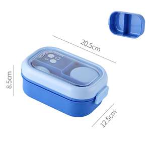 Yüksek kaliteli PP plastik bölünmüş yemek kutusu 2 bölme taşınabilir gıda konteyner öğle yemeği depolama ve hediye kullanımı için kapaklar ile - Product Image 5