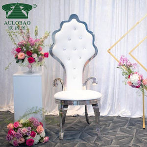 Chaises de trône de mariage en acier inoxydable argenté à dossier haut pour la mariée - Product Image 1