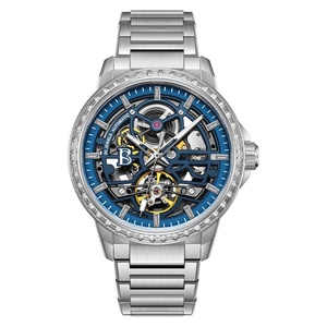 BG8803 Cadeau de la Saint-Valentin pour petit ami, montre-bracelet automatique squelette lumineuse pour homme d'affaires allemand - Product Image 1