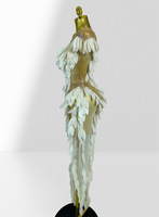 Robe longue sexy transparente à plumes et strass, épaules dénudées, idéale pour les fêtes d'anniversaire, les mariages, robes de soirée pour femmes