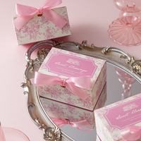 Boîte à bonbons élégante avec nœud en ruban pour fête de mariage printanière, emballage cadeau pour la fête des mères, boîte à bonbons de mariage facile à plier et à transporter
