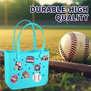 Abalorios de béisbol compatibles con bolsos Bogg, abalorios de béisbol de acrílico compatibles con bolsos de playa Simply Southern. - Product Image 3