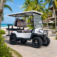 Voiturette de golf tout-terrain électrique 72V avec batterie au lithium, 4 places, sièges en cuir, pour parcours de golf et attractions touristiques