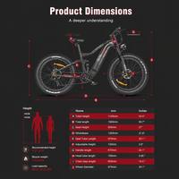 Vélo électrique tout-terrain 26 pouces 17 Ah longue autonomie pour hommes, idéal pour les loisirs du week-end, avec pneus larges, disponible depuis notre entrepôt UE