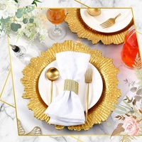 Assiette de présentation de 13 pouces élégante et économique pour mariages et fêtes, motifs personnalisables, réutilisable