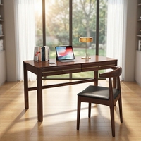 Bureau de travail double en bois massif de style chinois avec tiroir, design simple et moderne pour bureau à domicile ou usage commercial