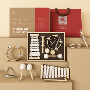 Juego de instrumentos de percusión Orff modernos de fábrica al por mayor, juego de instrumentos musicales de juguete de madera para bebés de 6 uds para niños pequeños - Product Image 4